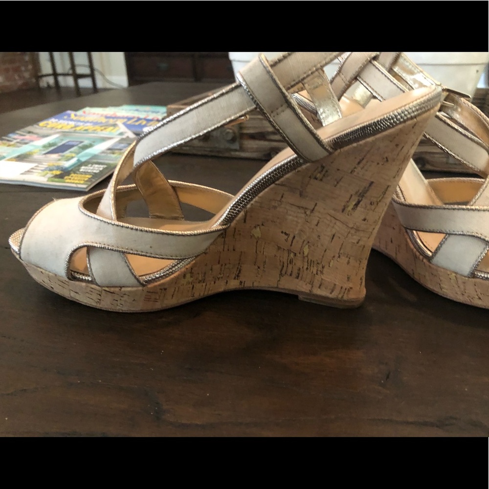 Saks Fifth Ave light beige wedges